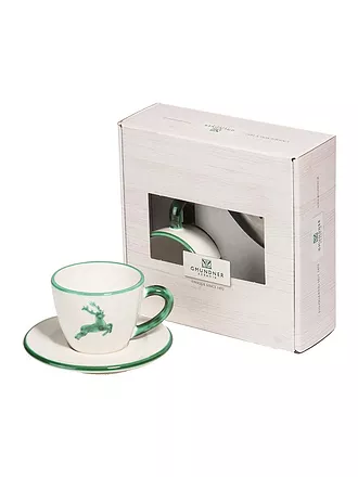 GMUNDNER KERAMIK | Tasse und Untertasse - Espresso for you Gourmet - 2-tlg  "Grüner Hirsch" | 